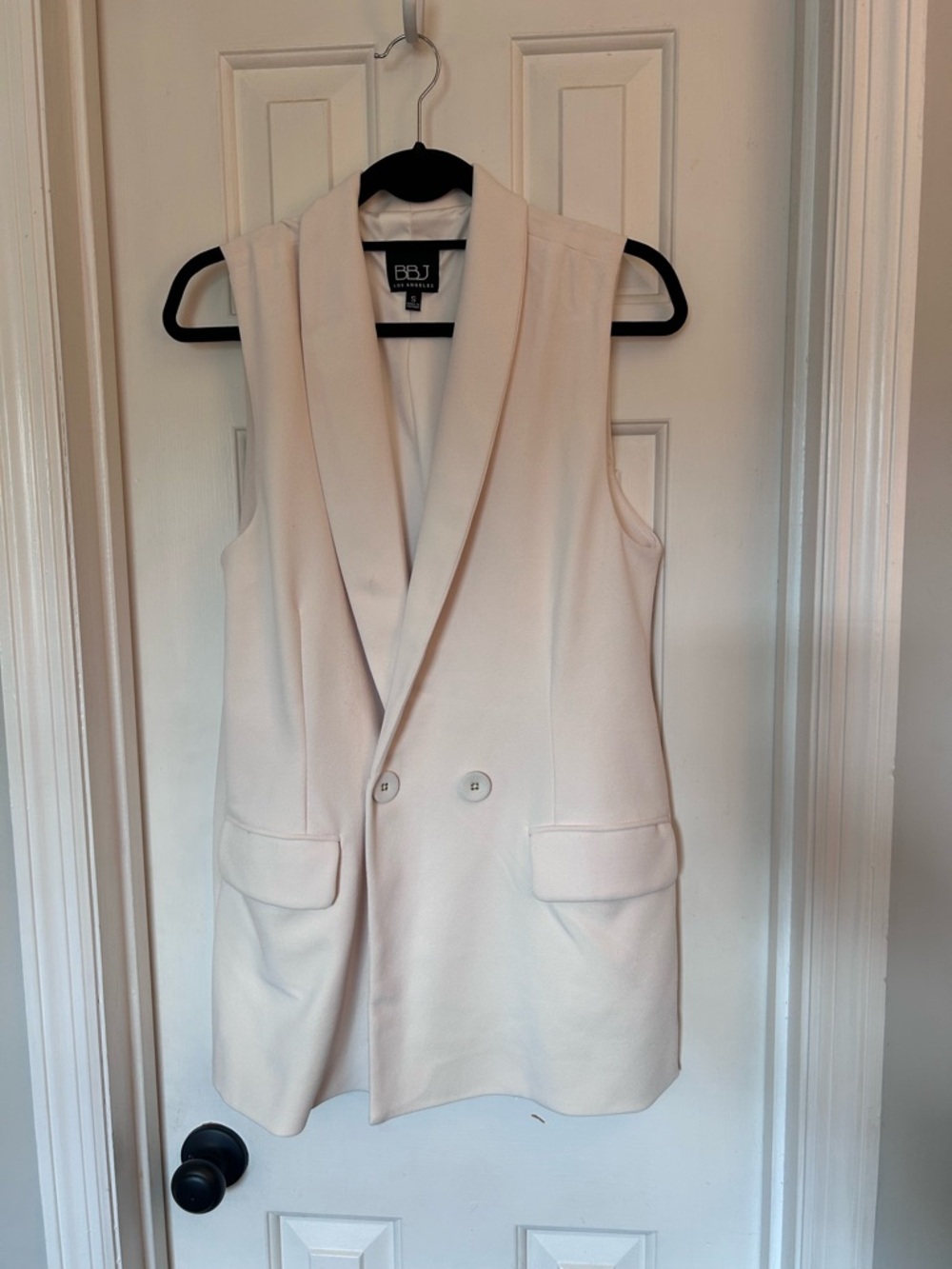 BB1 Double-Breasted Sleeveless Blazer Vest in Light Cream